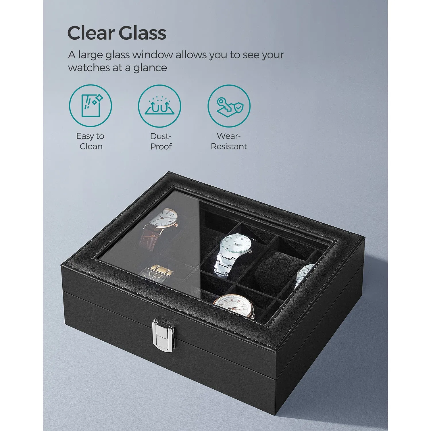 10-Slot Watch Box with Glass Lid