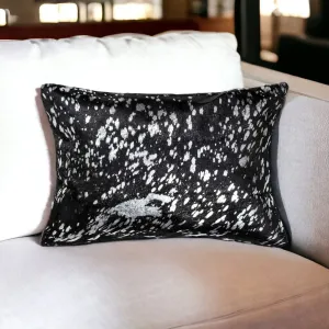 12" X 20" Black and Silver Cowhide Throw Pillow Throw Pillows value buys