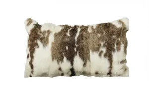 12" X 20" Brown And White Rabbit Natural Fur Throw Pillow Throw Pillows sofa decor deals