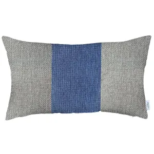 12" X 20" Grey And Blue Geometric Zippered Handmade Polyester Lumbar Pillow Cover Throw Pillows sofa decor deals