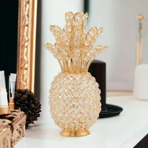 13" Gold and Faux Crystal Pineapple Tabletop Sculpture Decorative Accessories ON SALE
