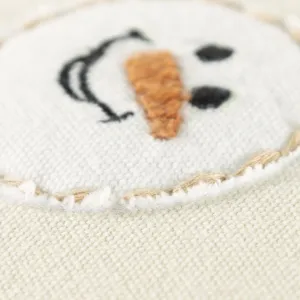 14" X 20" Beige and White Christmas Cotton Pillow With Applique, Embroidery Edges Throw Pillows low cost deal