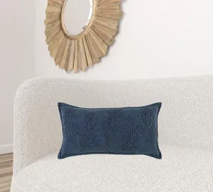 14" x 26" Navy Botanical Pattern Embroidered Lumbar Pillow Throw Pillows home accents sale