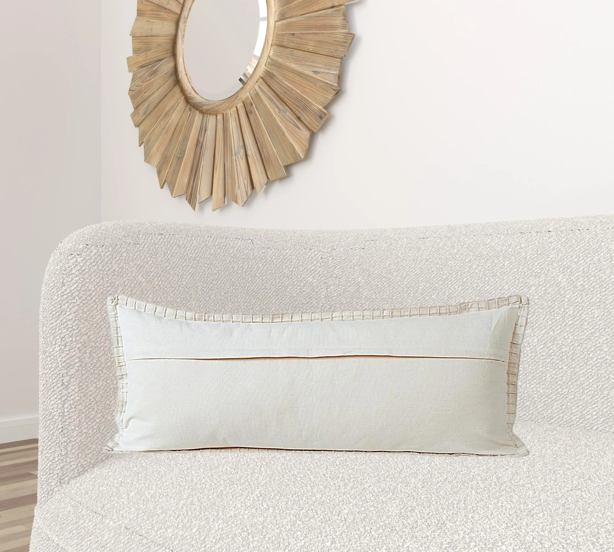 14" X 36" Beige 100% Cotton Zippered Pillow