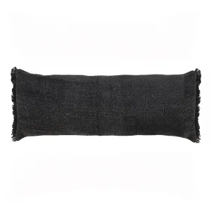 14" X 36" Black Stonewashed Cotton Throw Pillow With Fringe Throw Pillows value buys