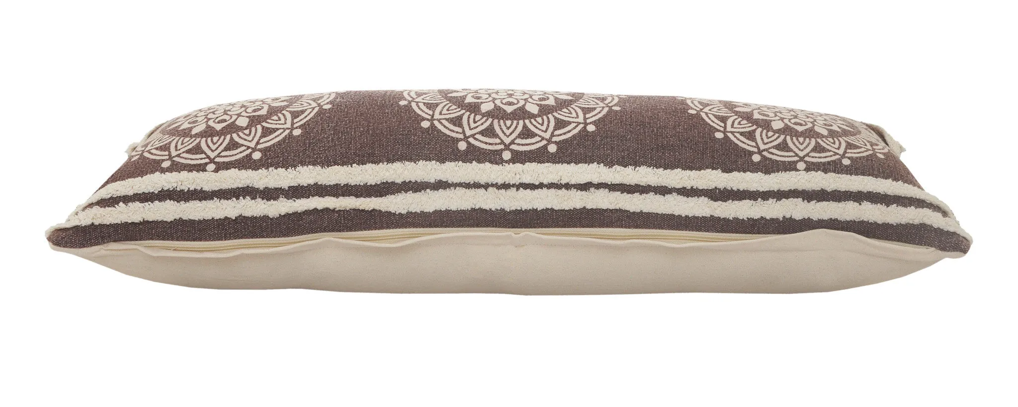 14" X 36" Brown And White 100% Cotton Striped Zippered Pillow Throw Pillows value buys