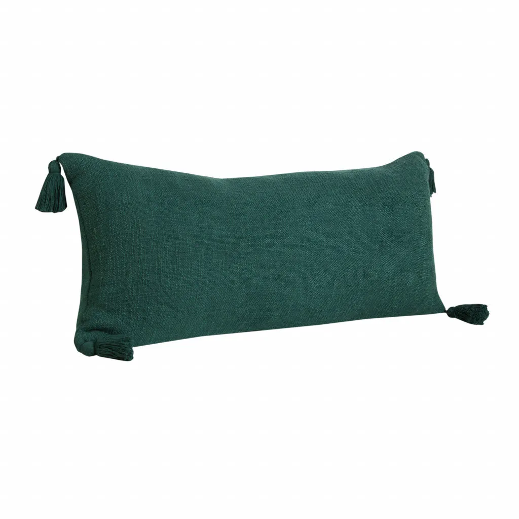 14" X 36" Emerald Green 100% Cotton Zippered Pillow Throw Pillows sofa decor deals