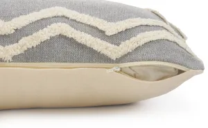 14" X 36" Grey And Off-White 100% Cotton Chevron Zippered Pillow Throw Pillows clearance cushion