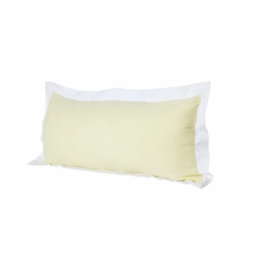 14" X 36" Light Yellow And White 100% Cotton Geometric Zippered Pillow