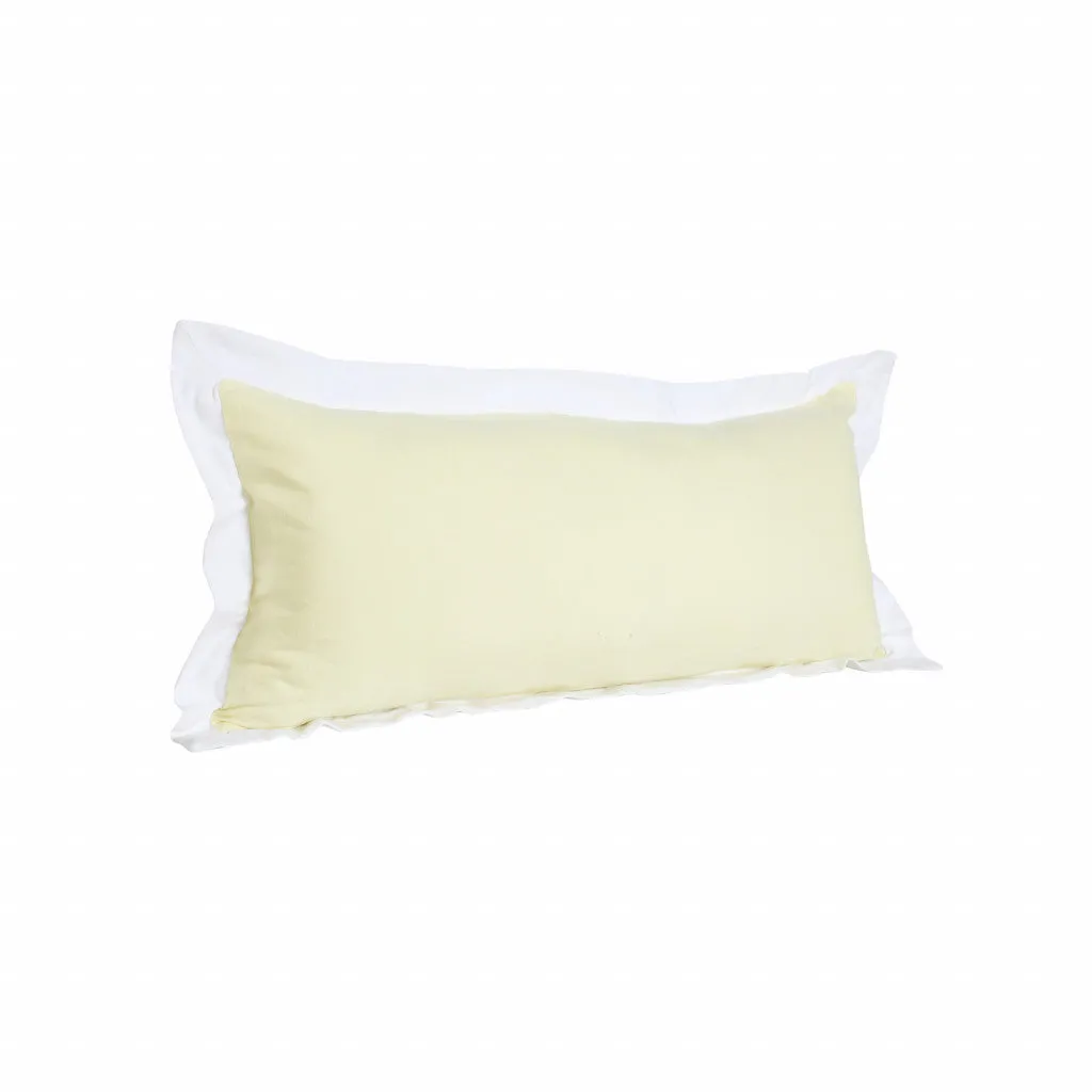 14" X 36" Light Yellow And White 100% Cotton Geometric Zippered Pillow Throw Pillows sofa decor deals