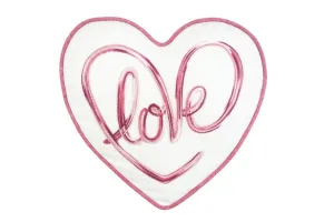 15" X 16" White And Rose Love Heart Throw Pillow With Embroidery Throw Pillows sofa decor deals