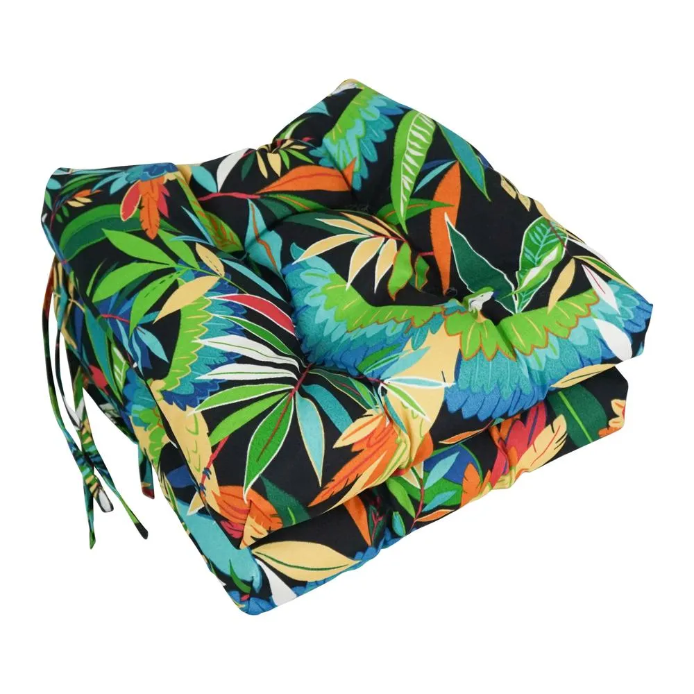 16-inch Outdoor Spun Polyester Square Tufted Chair Cushions (Set of 2) Throw Pillows low cost deal