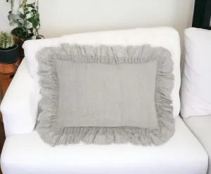 16" X 24" Gray Pillow With Ruffled Edges Throw Pillows value buys