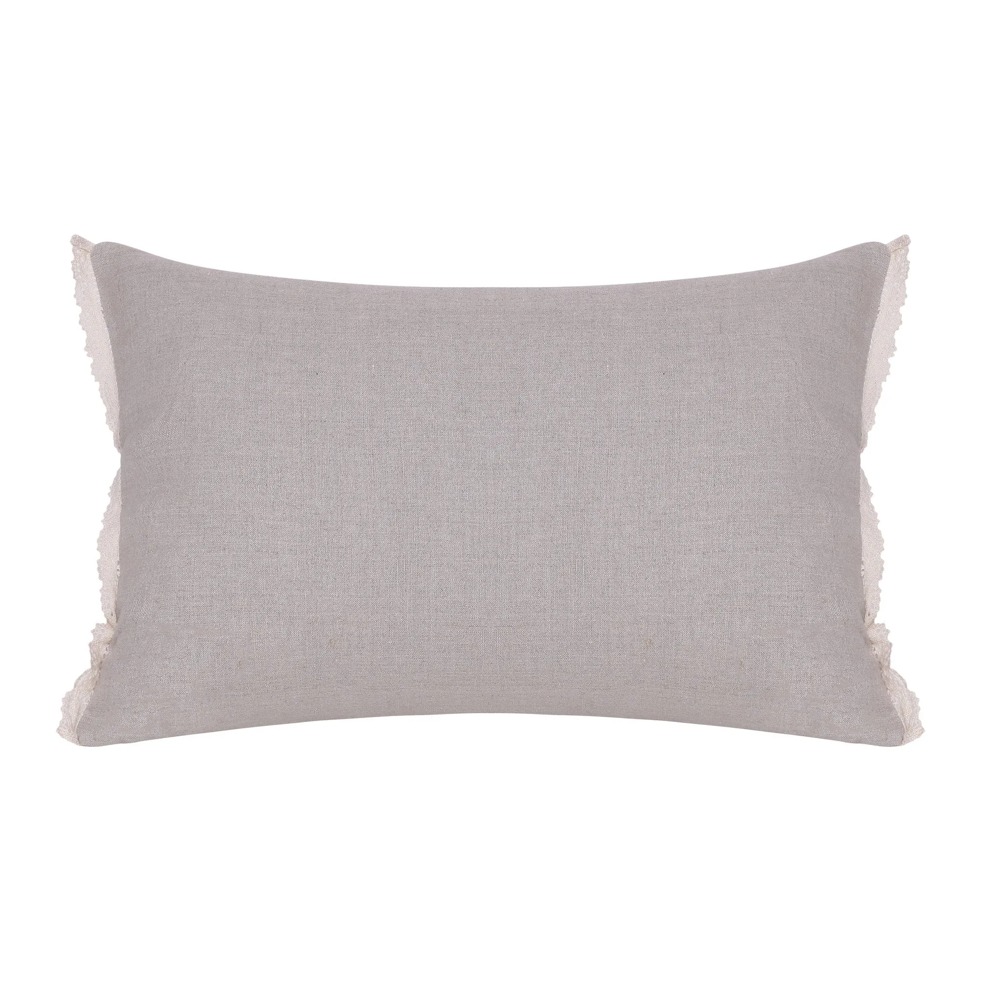 16" X 24" Natural and Ivory Botanical Linen Zippered Pillow With Embroidery