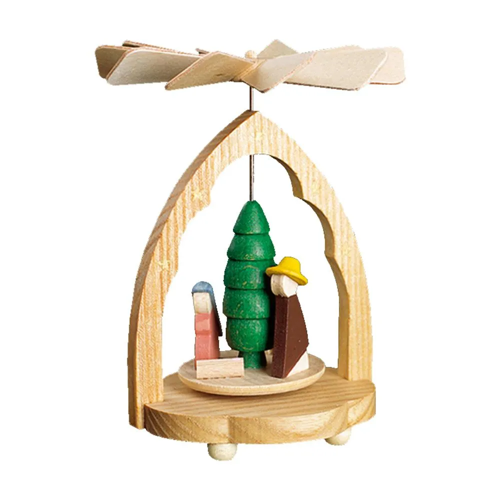 1706 - Richard Glaesser Mini Pyramid - Nativity Scene - 4.25"H x 3.25"W x 3.25"