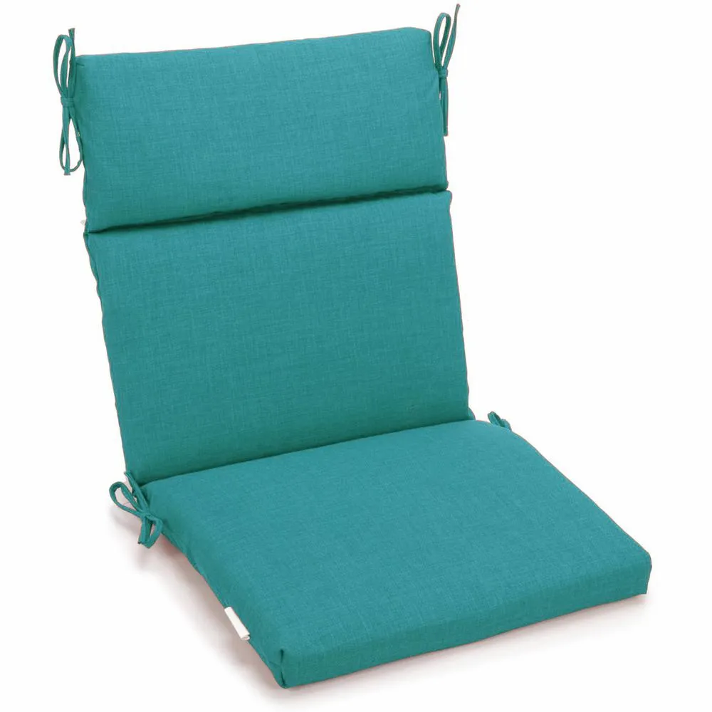 18-inch by 38-inch Spun Polyester Solid Outdoor Squared Chair Cushion, Aqua Blue Throw Pillows low cost deal