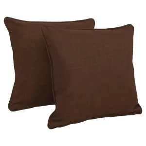 18-inch Double-corded Solid Outdoor Spun Polyester Square Throw Pillows with Inserts (Set of 2), Cocoa Throw Pillows low cost deal