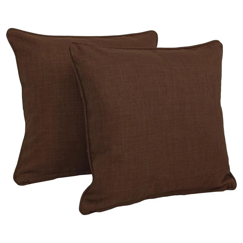 18-inch Double-corded Solid Outdoor Spun Polyester Square Throw Pillows with Inserts (Set of 2), Cocoa Throw Pillows low cost deal