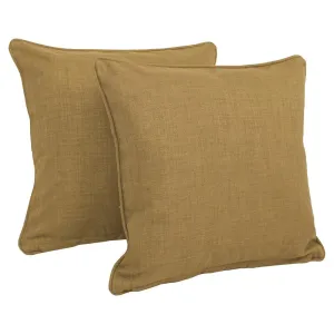 18-inch Double-corded Solid Outdoor Spun Polyester Square Throw Pillows with Inserts (Set of 2), Wheat Throw Pillows low cost deal