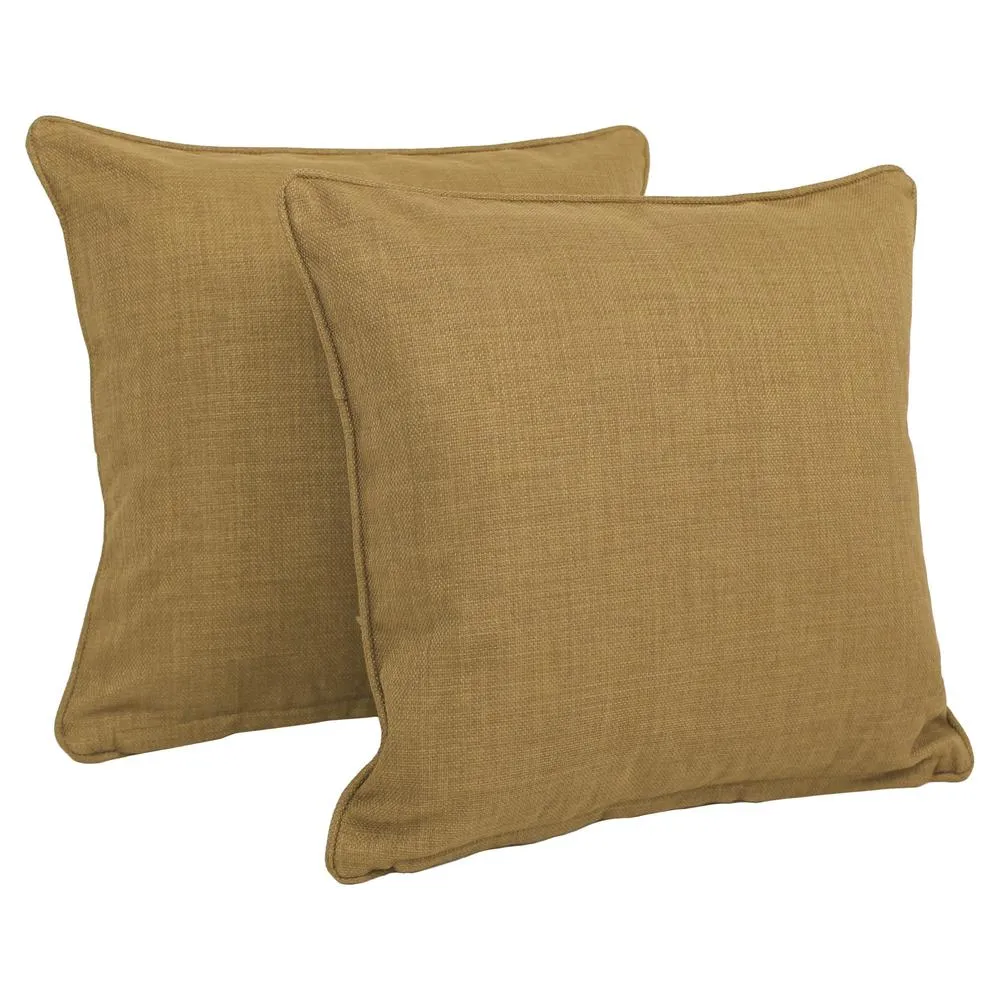 18-inch Double-corded Solid Outdoor Spun Polyester Square Throw Pillows with Inserts (Set of 2), Wheat Throw Pillows low cost deal