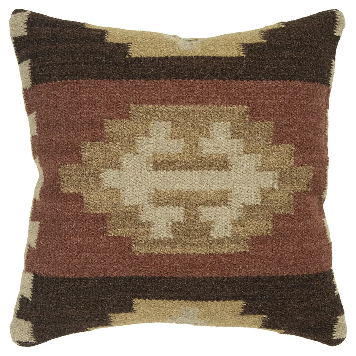 18" Brown and Beige Geometric Jute Wool Blend Throw Pillow Throw Pillows low cost deal