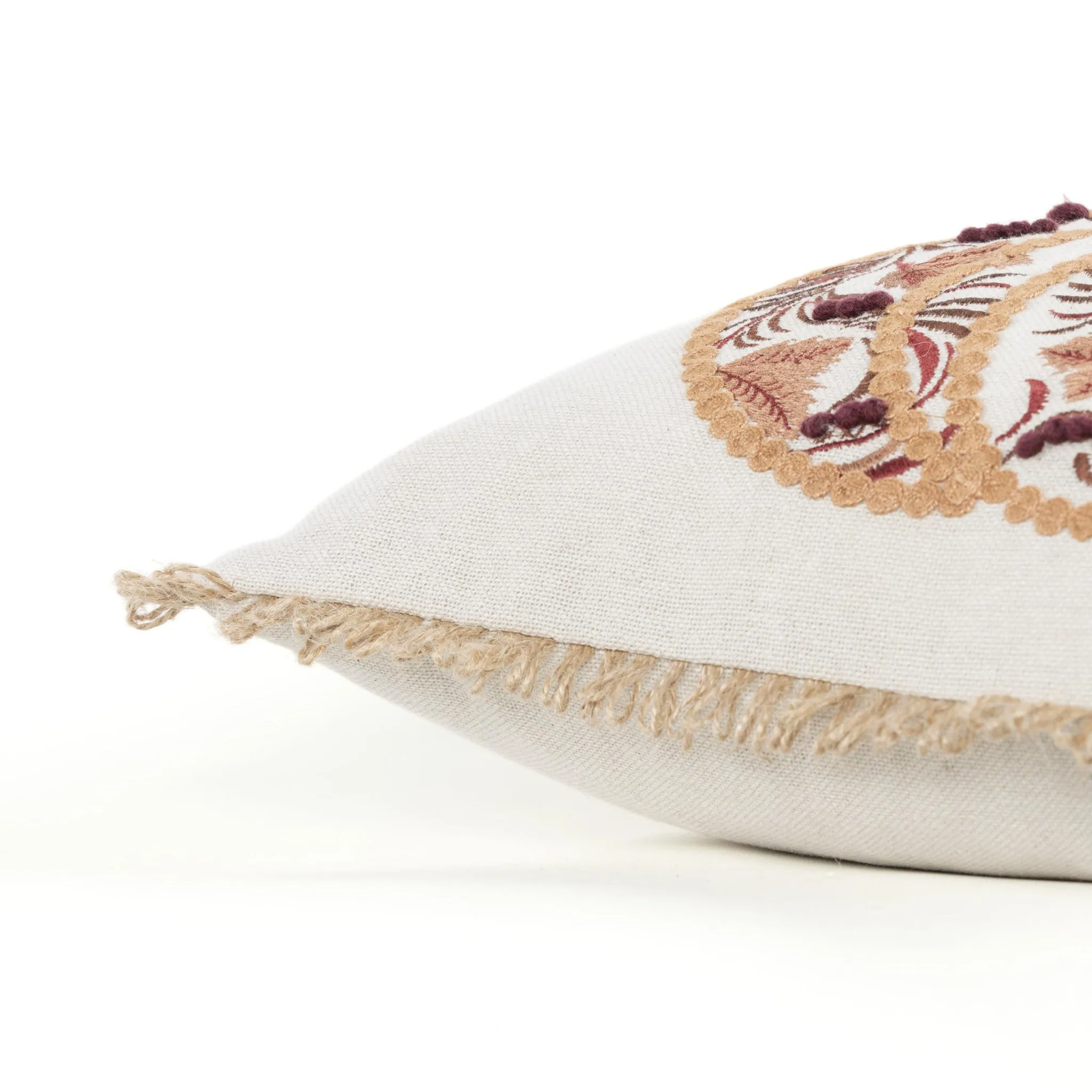 18" Ivory Green and Red Thanksgiving Cotton Pillow With Applique, Embroidery Edges Throw Pillows low cost deal