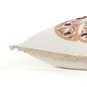 18" Ivory Green and Red Thanksgiving Cotton Pillow With Applique, Embroidery Edges Throw Pillows low cost deal