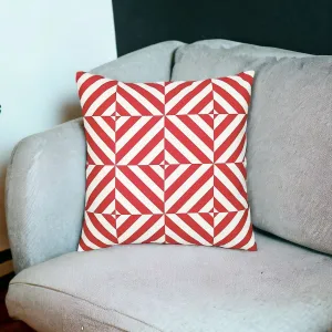 18" Red and White Geometric Throw Pillow Cover Throw Pillows sofa decor deals