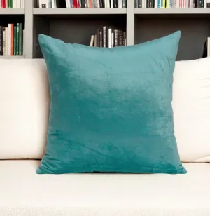 18" X 7" X 18" Transitional Aqua Solid Pillow Cover With Poly Insert Throw Pillows sofa decor deals