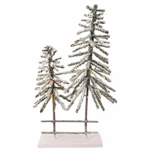 2 Flocked Trees with LED Lights Decorative Accessories ON SALE