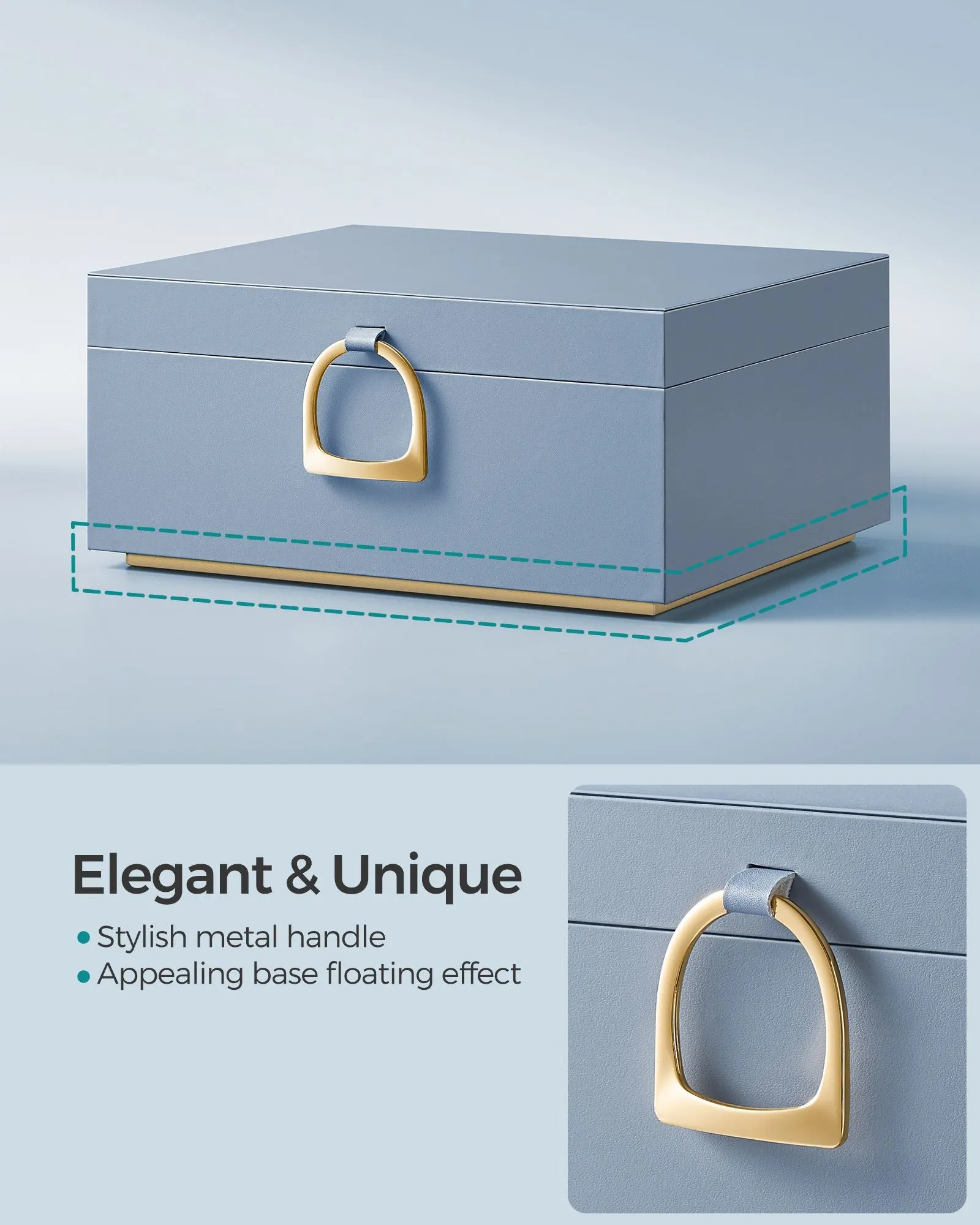 2-Layer Jewelry Box with Handle Misty Blue Decorative Accessories ON SALE