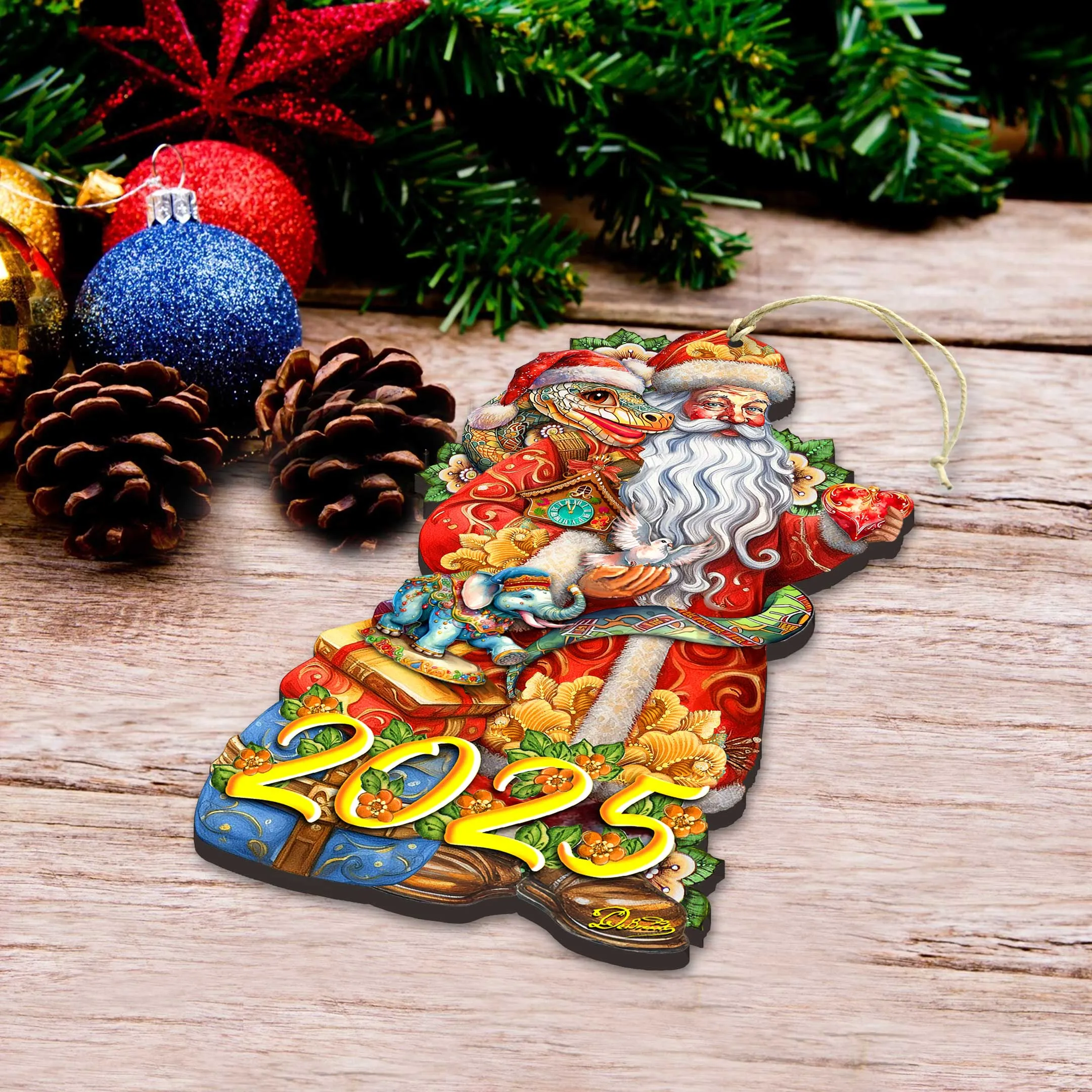 2025 Special: Santa with the Snake Wooden Christmas Ornament by G. Debrekht