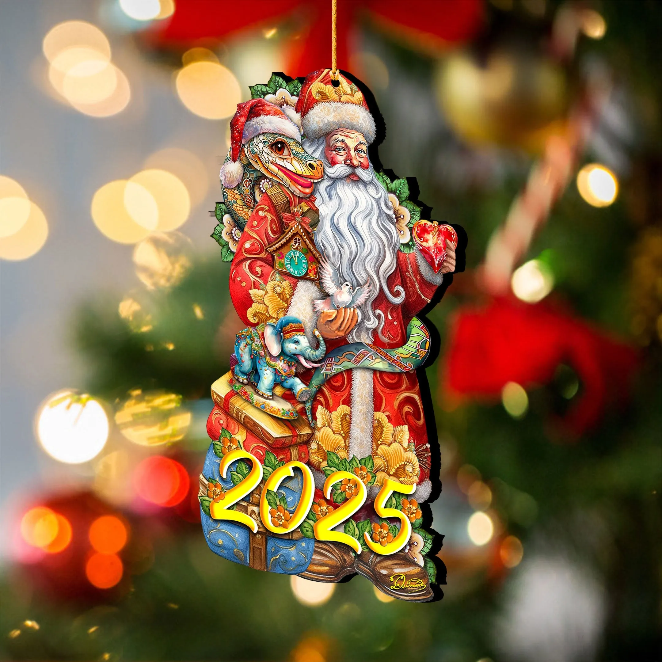 2025 Special: Santa with the Snake Wooden Christmas Ornament by G. Debrekht