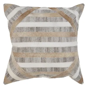 20" Beige and Brown Striped Cowhide Throw Pillow Throw Pillows clearance cushion