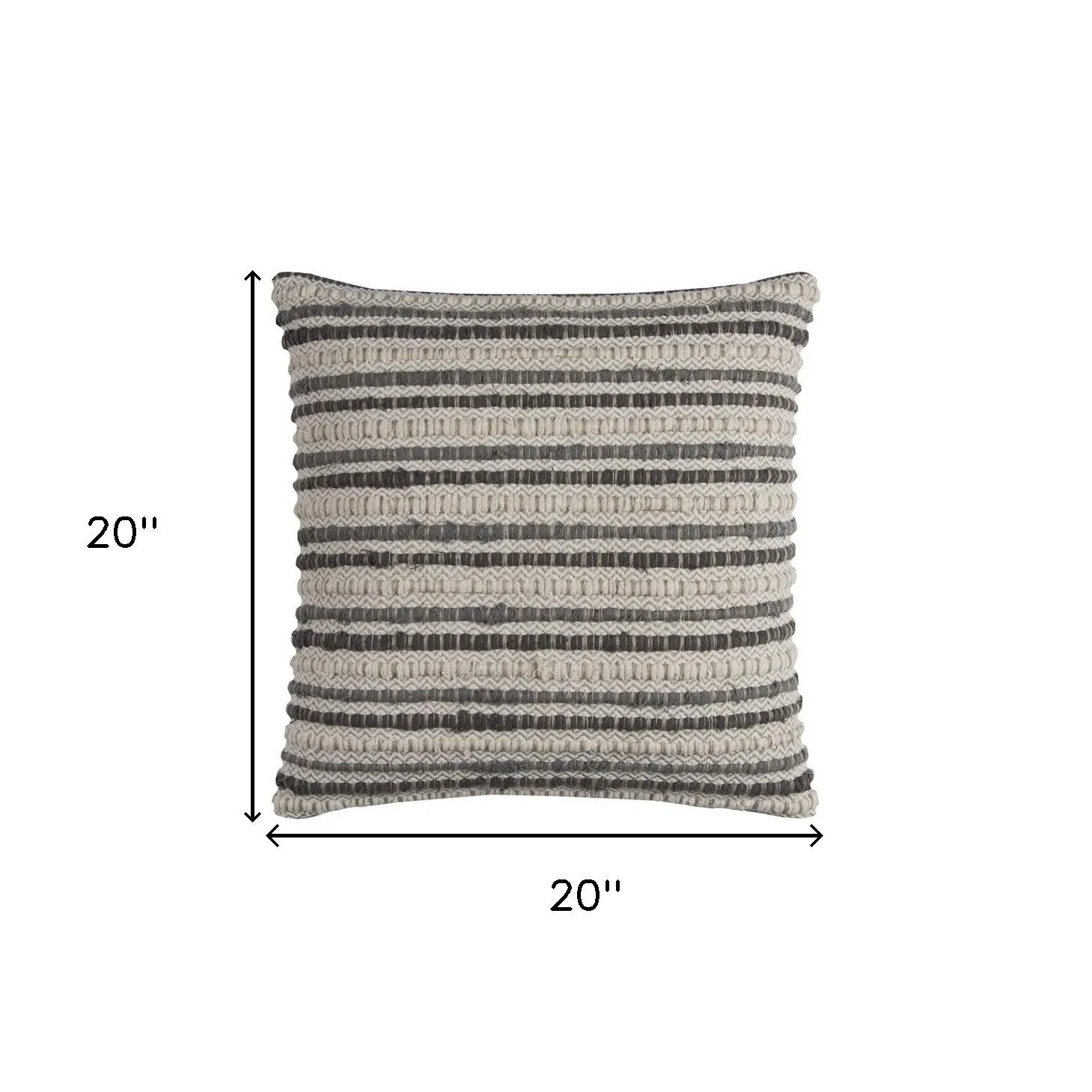 20" Gray Beige Nubby Texture Bands Throw Pillow