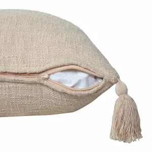 20" X 20" Beige 100% Cotton Zippered Pillow Throw Pillows low cost deal