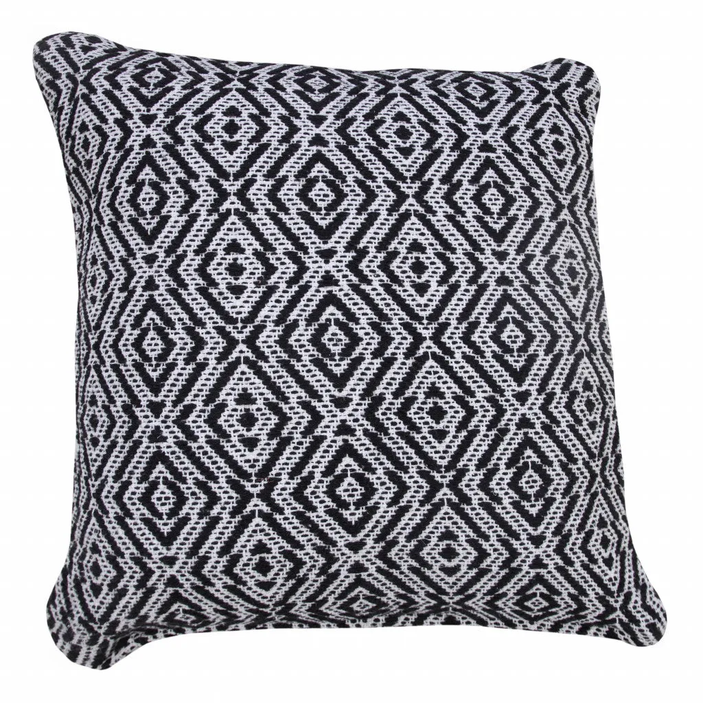 20" X 20" Black And White 100% Cotton Geometric Zippered Pillow Throw Pillows low cost deal