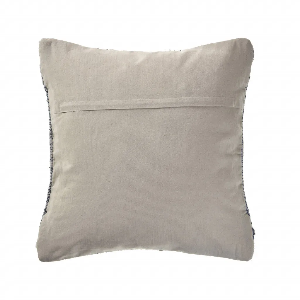 20" X 20" Blue And Ivory 100% Cotton Chevron Zippered Pillow Throw Pillows low cost deal