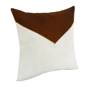 20" X 20" Brown and Ivory Geometric Faux Leather Zippered Pillow Throw Pillows clearance cushion