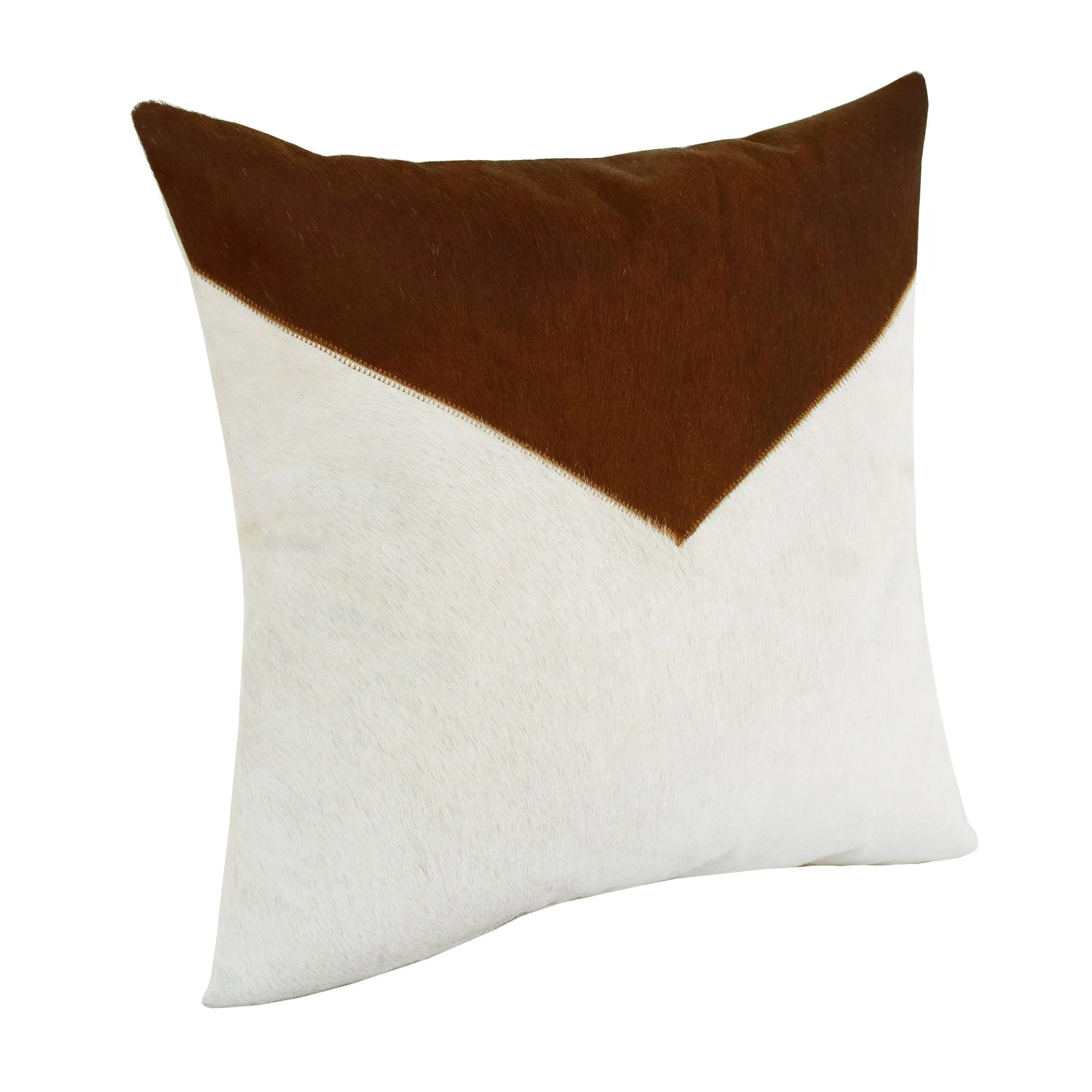 20" X 20" Brown and Ivory Geometric Faux Leather Zippered Pillow Throw Pillows clearance cushion