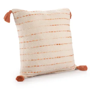 20" X 20" Coral And Ivory 100% Cotton Striped Zippered Pillow Throw Pillows home accents sale