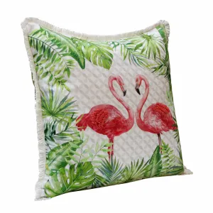 20" X 20" Coral Pink And Green Bird Polyester Animal Print Zippered Pillow Throw Pillows low cost deal
