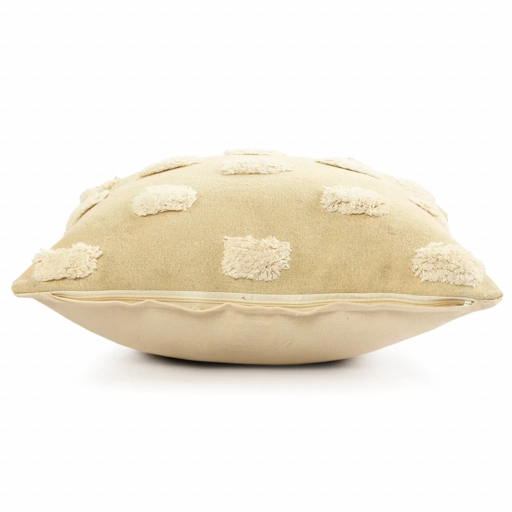 20" X 20" Cream And White 100% Cotton Zippered Pillow