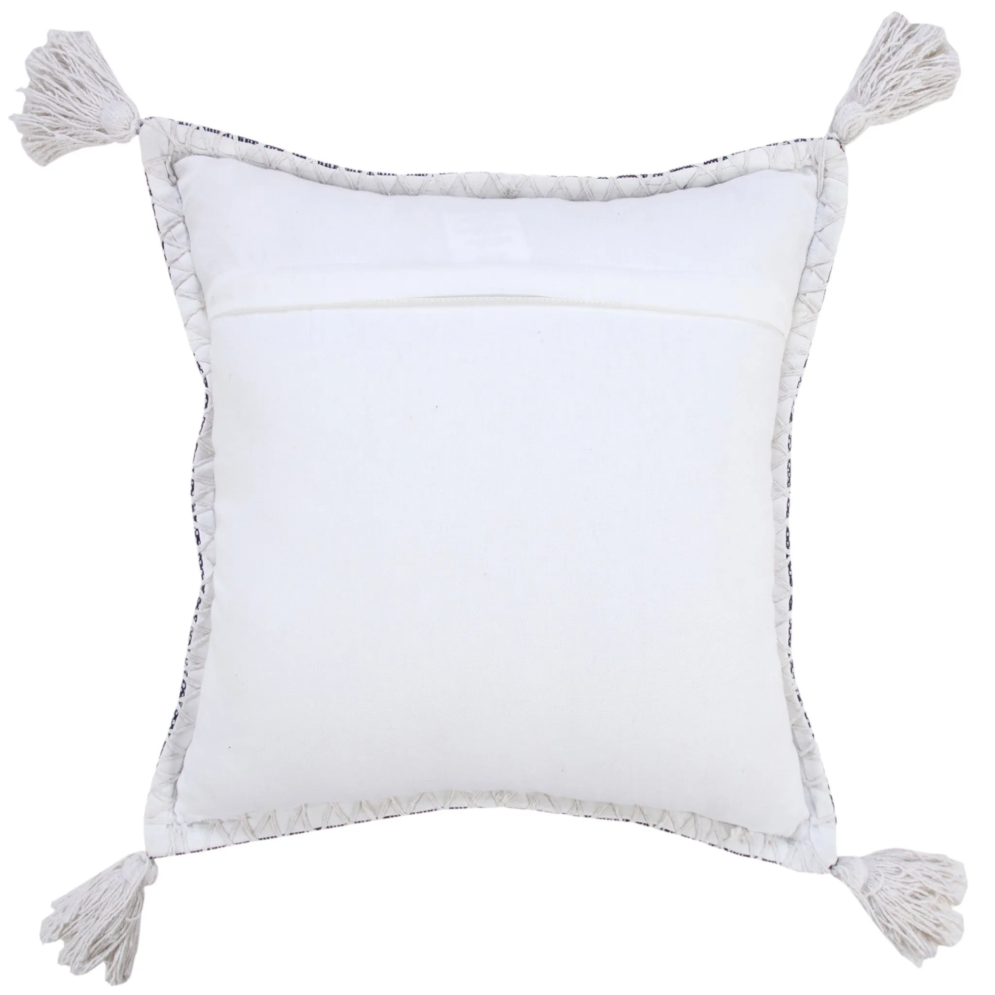 20" X 20" Deep Blue And White 100% Cotton Zippered Pillow