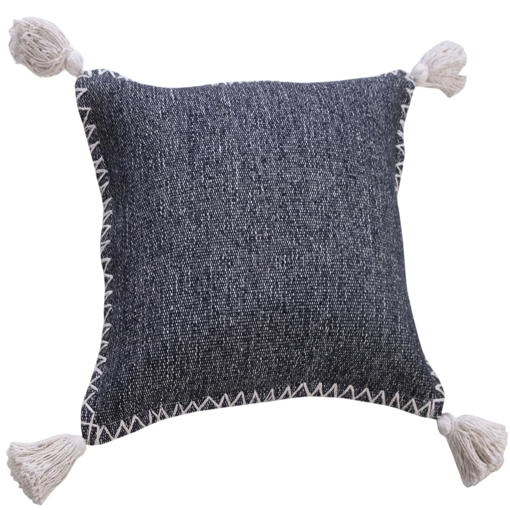 20" X 20" Deep Blue And White 100% Cotton Zippered Pillow Throw Pillows home accents sale