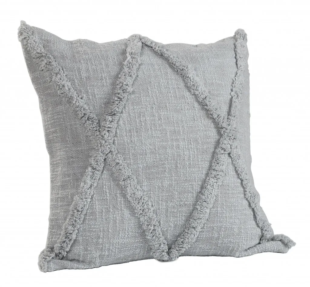 20" X 20" Gray 100% Cotton Diamond Zippered Pillow Throw Pillows home accents sale