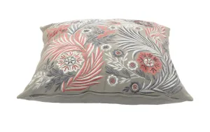 20" X 20" Gray Adn Pink 100% Cotton Floral Zippered Pillow Throw Pillows home accents sale