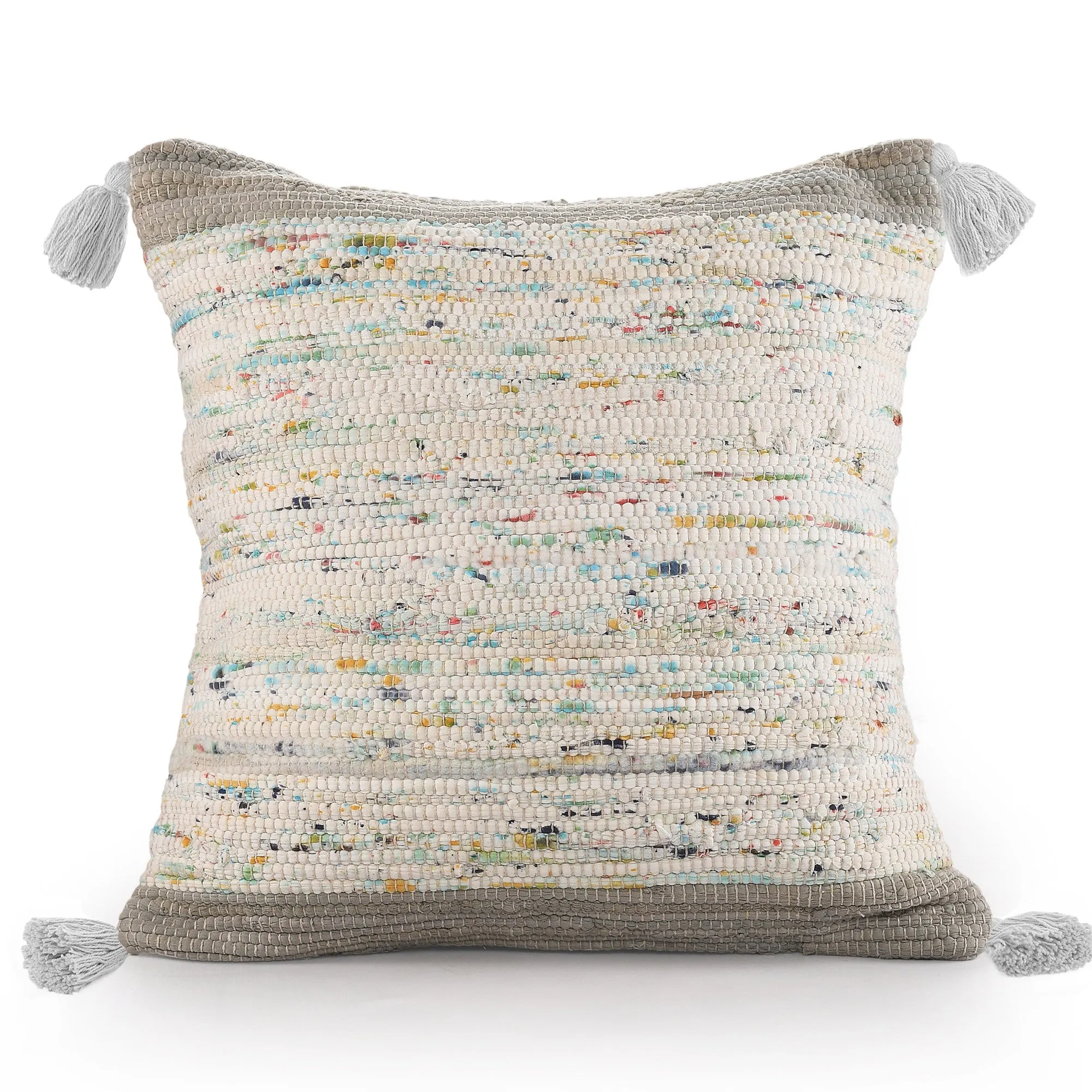 20" X 20" Gray And Off-White 100% Cotton Abstract Zippered Pillow