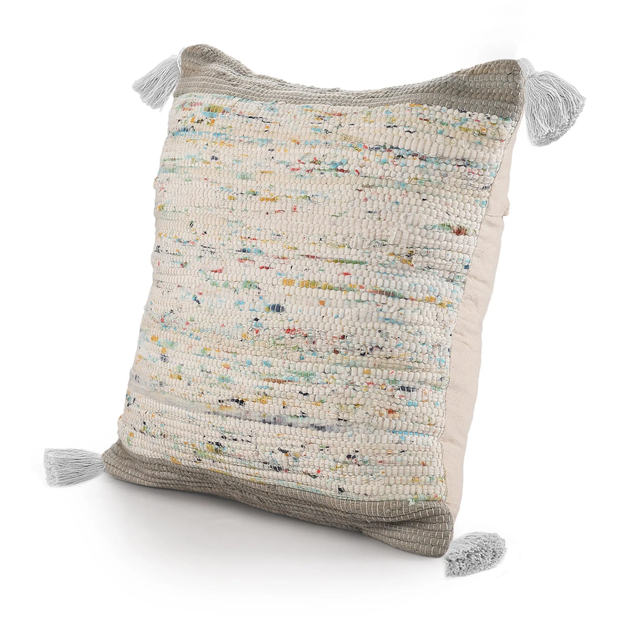 20" X 20" Gray And Off-White 100% Cotton Abstract Zippered Pillow