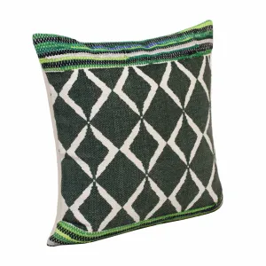 20" X 20" Green Blue And White 100% Cotton Geometric Zippered Pillow Throw Pillows sofa decor deals